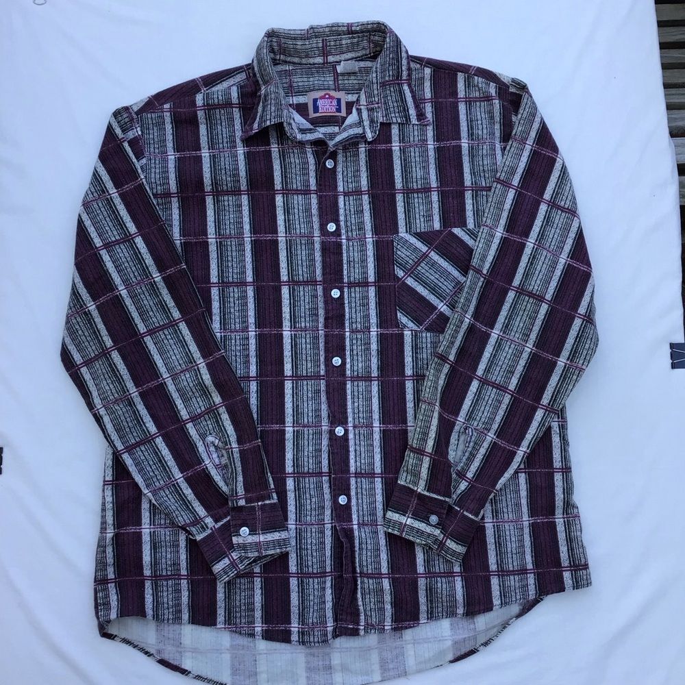 Rare Vtg American Edition Western Rodeo Button Down Shirt Size L - Made In USA